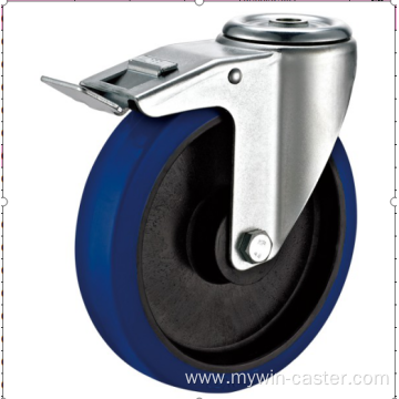 125mm European industrial rubber swivel caster with brake